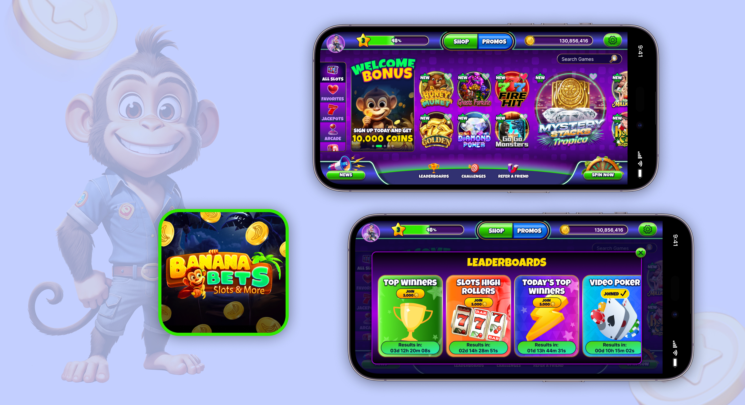 Banana Bets objective collage and UI overview