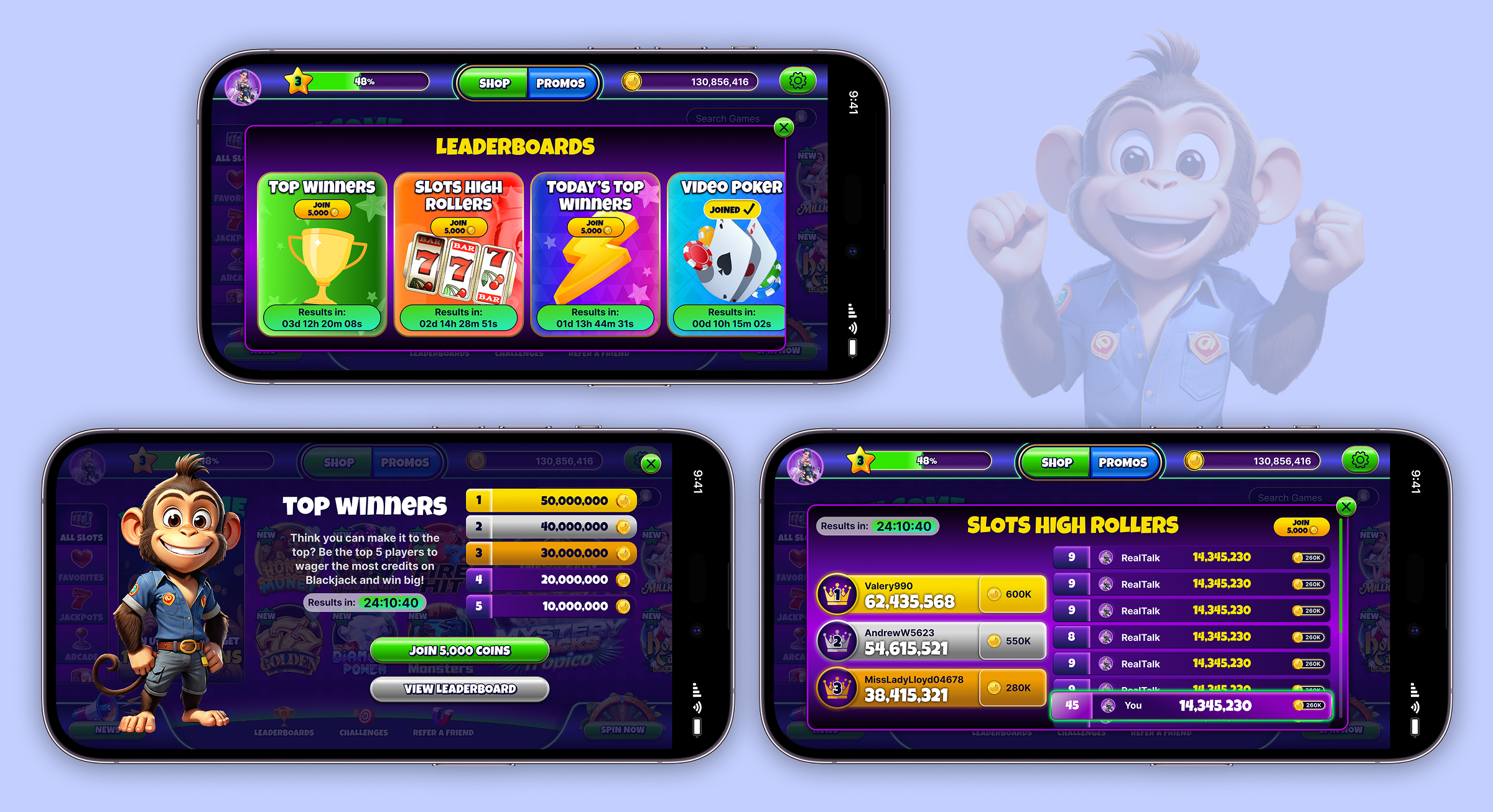 Leaderboards selection and join states for Banana Bets