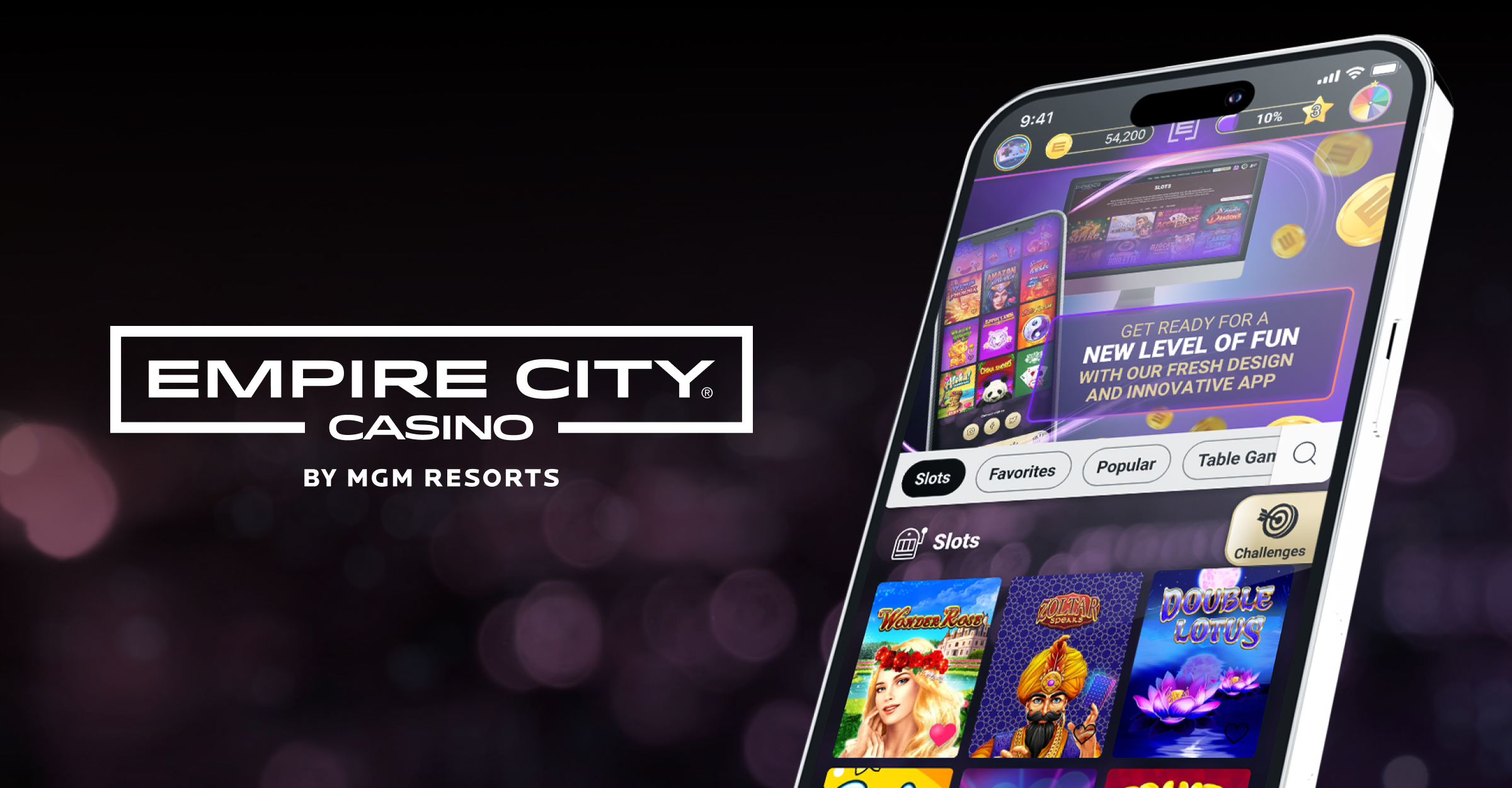 Empire City Casino mobile lobby hero screen