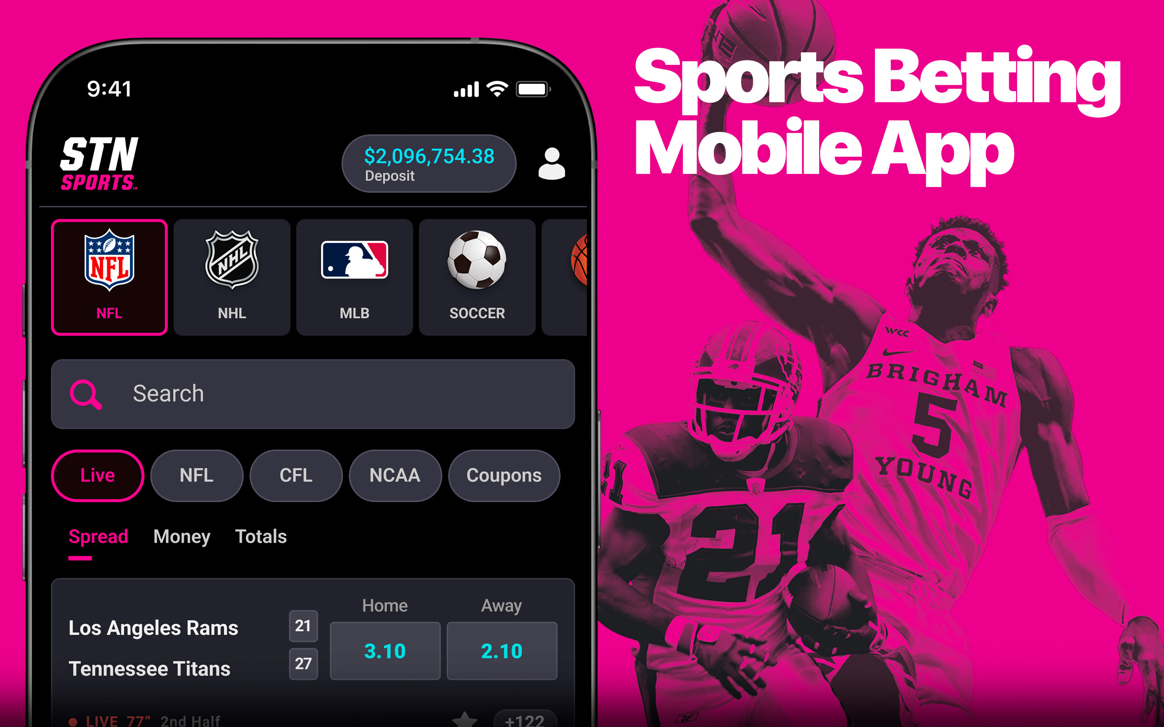 STN Sports mobile sportsbook hero screen